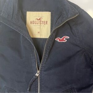 Hollister Navy Cotton Zip Up Jacket Unisex